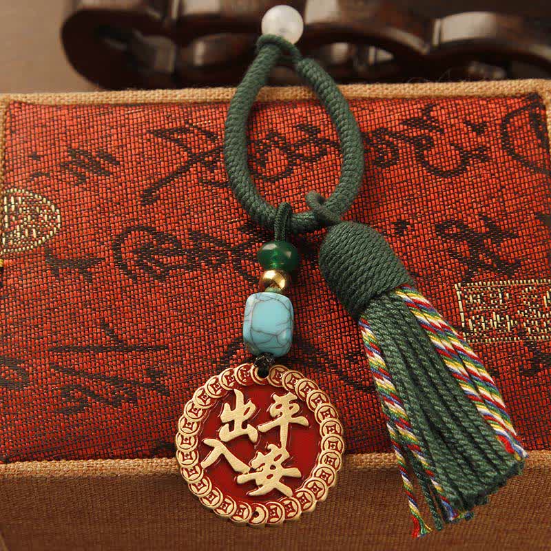 FREE Today: Blessing and Fortune Brass Hand-Woven Red String Fu Character Tassel Keychains - Safe Plaque Green Tassel - image 13