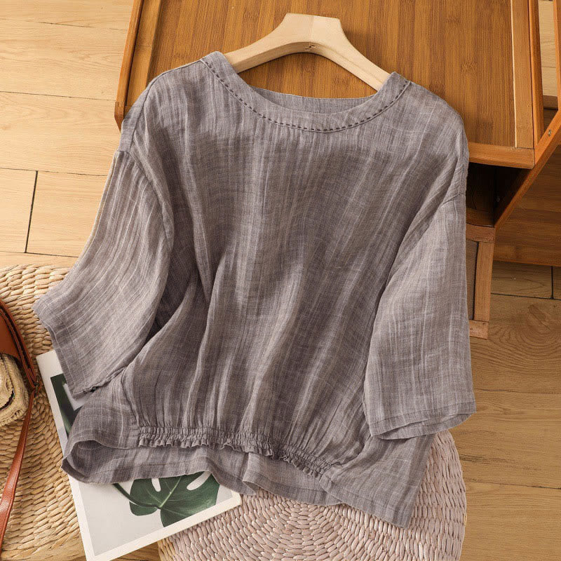 Buddha Stones Casual Summer Plain Crew Neck Women's Three Quarter Sleeve T-Shirt - Tan - US12,UK/AU16,EU44 (2XL) - image 16