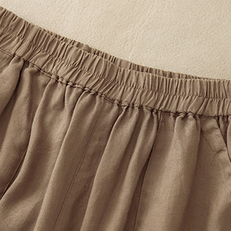 Buddha Stones Summer Casual Plain Women's Elasti Straight Shorts With Pockets - image 1