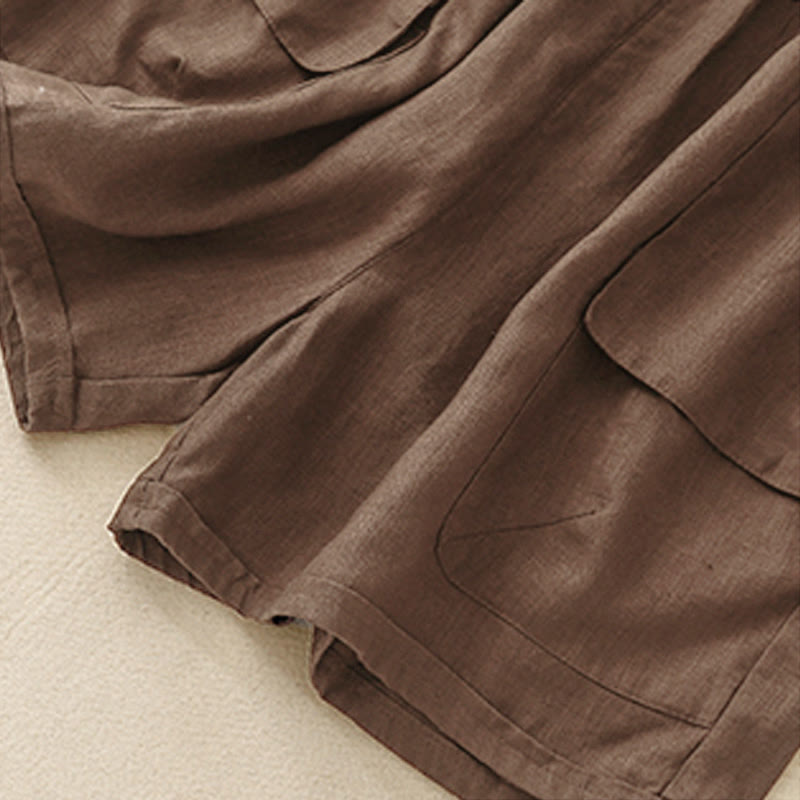 Buddha Stones Summer Casual Plain Women's Elasti Straight Shorts With Pockets - image 11