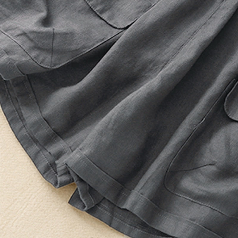 Buddha Stones Summer Casual Plain Women's Elasti Straight Shorts With Pockets - image 23