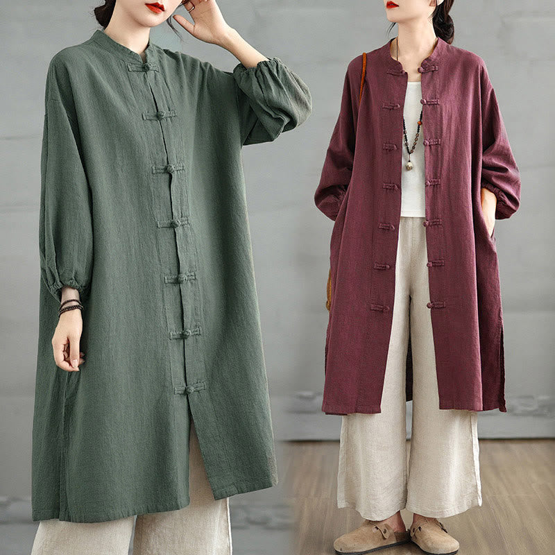 Buddha Stones Casual Frog-button Women's Coat With Pockets - image 11