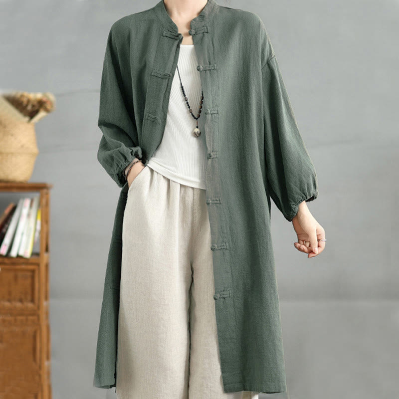 Buddha Stones Casual Frog-button Women's Coat With Pockets - image 10