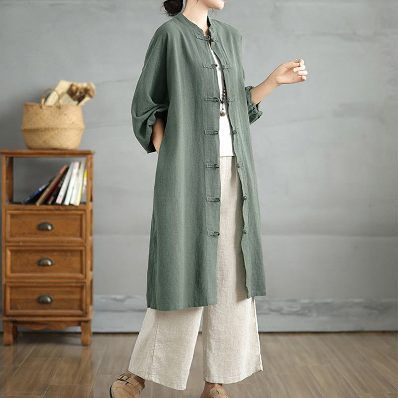 Buddha Stones Casual Frog-button Women's Coat With Pockets - image 7