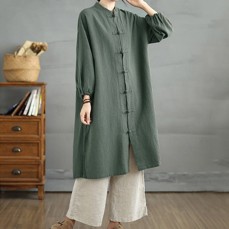 Buddha Stones Casual Frog-button Women's Coat With Pockets - image 9