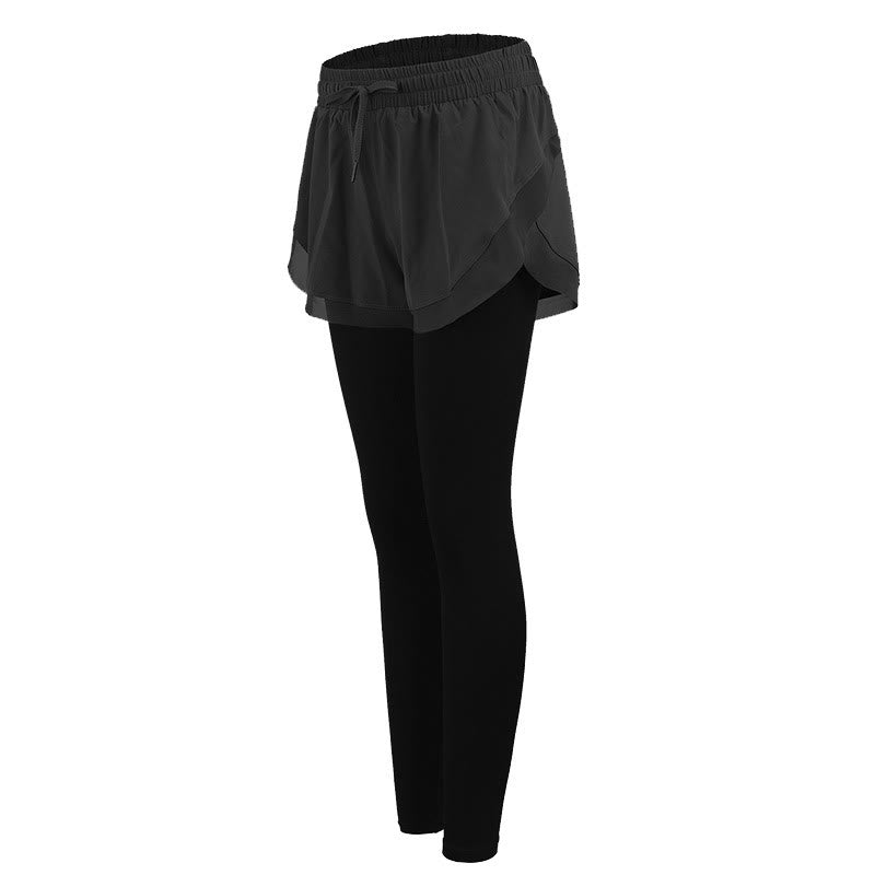 Buddha Stones 2 In 1 Sports Tights Outdoor Fitness Women's Leggings Yoga Pants - Black - US8-10,UK/AU12-14,EU40-42 (XL) - image 11