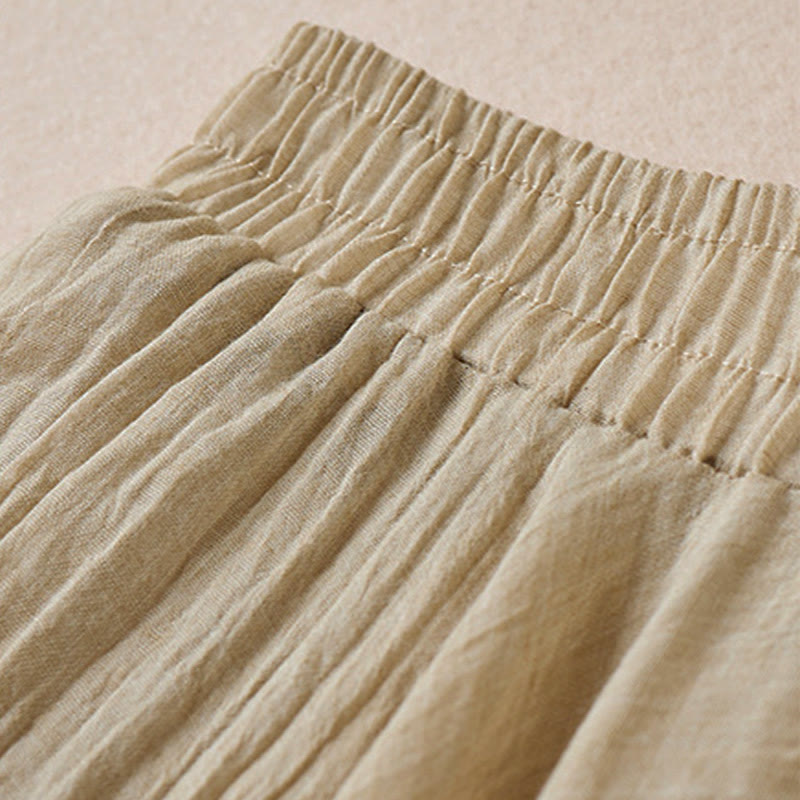 Buddha Stones Vintage Casual Pure Color High Waist Women's Skirt - image 2