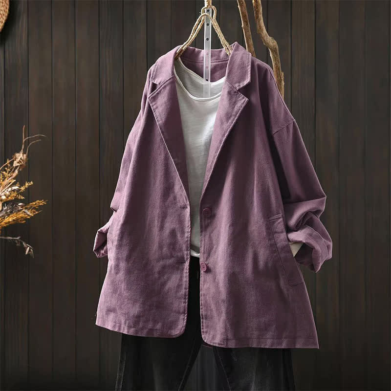 Buddha Stones Spring Fall Buttons Lapel Collar Long Sleeve Mid-length Women's Jacket With Pockets - PaleVioletRed - US4-8/10,UK/AU8-12/14,EU36-40/42 (F) - image 22