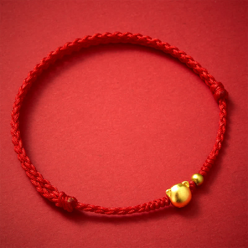 Buddha Stones Red String Copper Cat Head Protection Bracelet - Red String(Protection ♥ Luck) - image 0