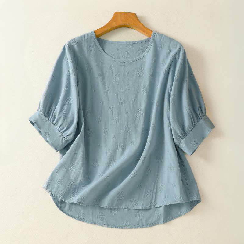 Buddha Stones Plain Crew Neck Design Women's Loose Short Sleeves T-Shirt - LightBlue - US8-10,UK/AU12-14,EU40-42 (2XL) - image 0