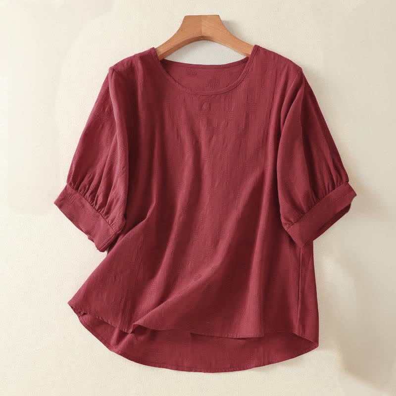 Buddha Stones Plain Crew Neck Design Women's Loose Short Sleeves T-Shirt - FireBrick - US8-10,UK/AU12-14,EU40-42 (2XL) - image 12