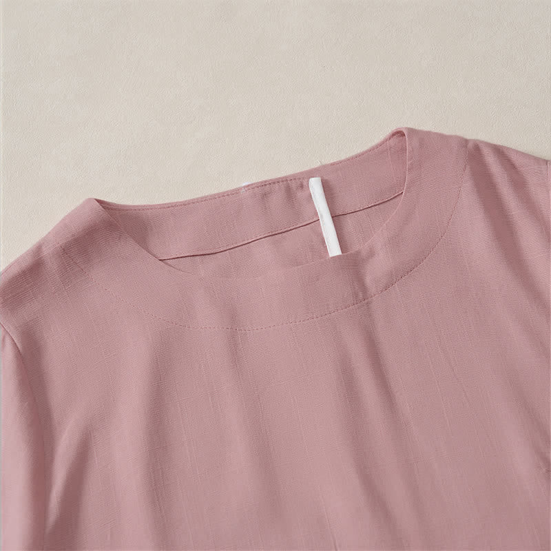 Buddha Stones Summer Casual Minimalist Crew Neck Solid Cropped Women's Short Sleeve T-Shirts - image 9