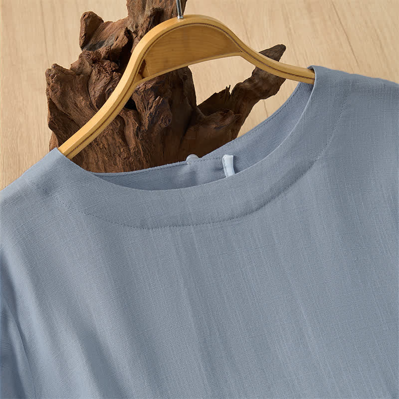 Buddha Stones Summer Casual Minimalist Crew Neck Solid Cropped Women's Short Sleeve T-Shirts - image 16