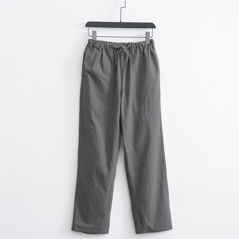 Buddha Stones Men's Solid Color Cotton Casual Drawstring Pants With Pockets - LightGrey - US/UK/AU44,EU54 (4XL) - image 12