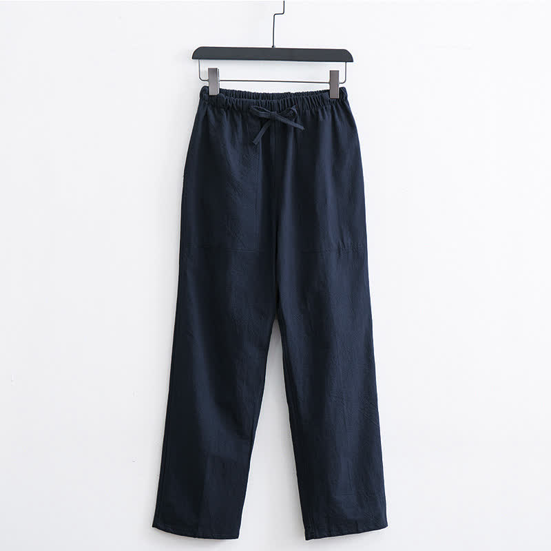 Buddha Stones Men's Solid Color Cotton Casual Drawstring Pants With Pockets - MidnightBlue - US/UK/AU44,EU54 (4XL) - image 11