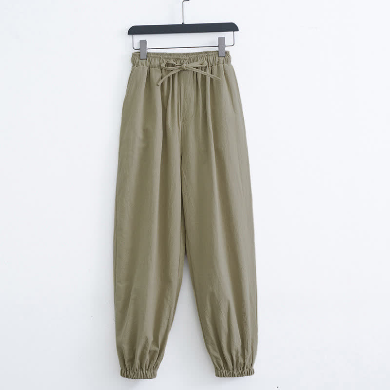 Buddha Stones Solid Color Cotton Casual Men's Harem Pants With Pockets - DarkKhaki - US/UK/AU44,EU54 (4XL) - image 6