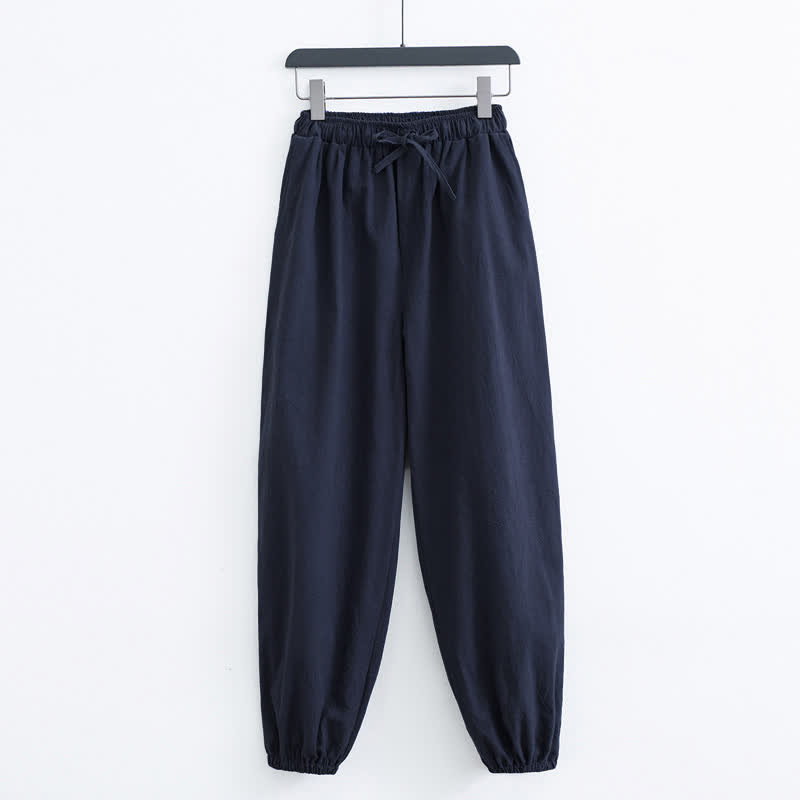 Buddha Stones Solid Color Cotton Casual Men's Harem Pants With Pockets - MidnightBlue - US/UK/AU44,EU54 (4XL) - image 7