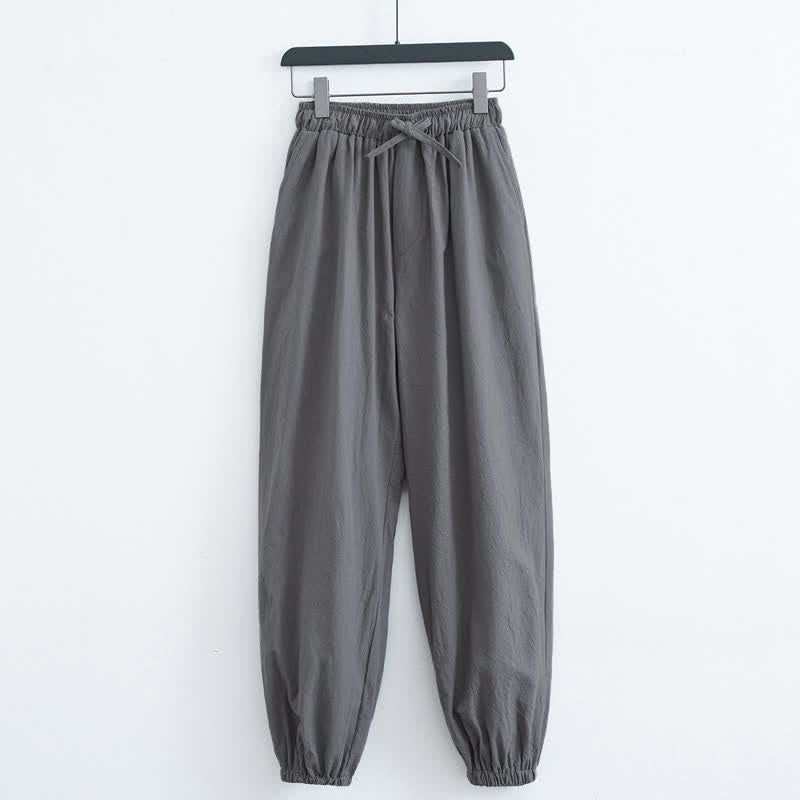 Buddha Stones Solid Color Cotton Casual Men's Harem Pants With Pockets - DimGray - US/UK/AU44,EU54 (4XL) - image 5