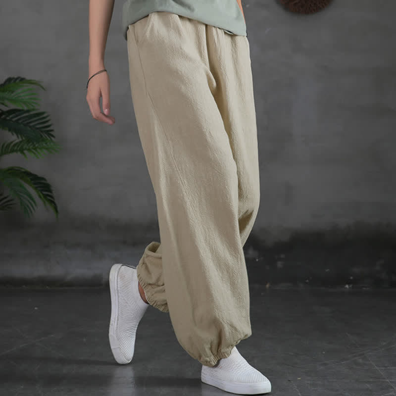 Buddha Stones Plain Color Ramie Linen Cotton Women's Pants With Pockets - Linen - US6,UK/AU10,EU38 (L) - image 11