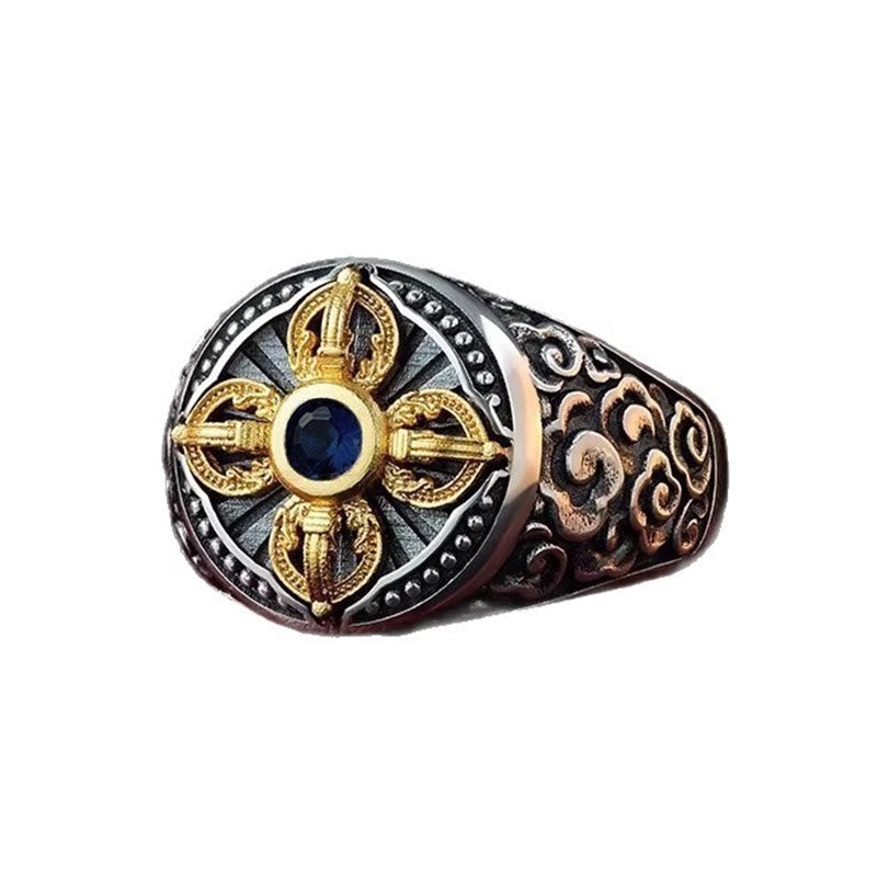 FREE Today: Spiritual Power Tibetan Cross Design Vajra Auspicious Clouds Copper Adjustable Ring - image 5