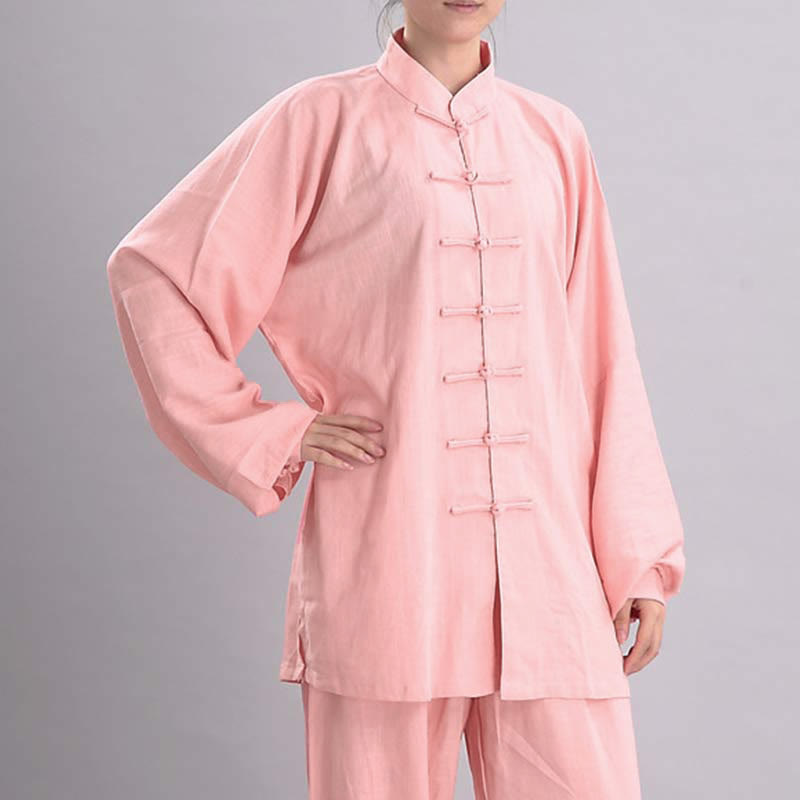 Buddha Stones Meditation Zen Prayer Spiritual Tai Chi Qigong Practice Unisex Embroidery Clothing Set - Pink Long Sleeve - US12,UK/AU16,EU44 (2XL) - image 5