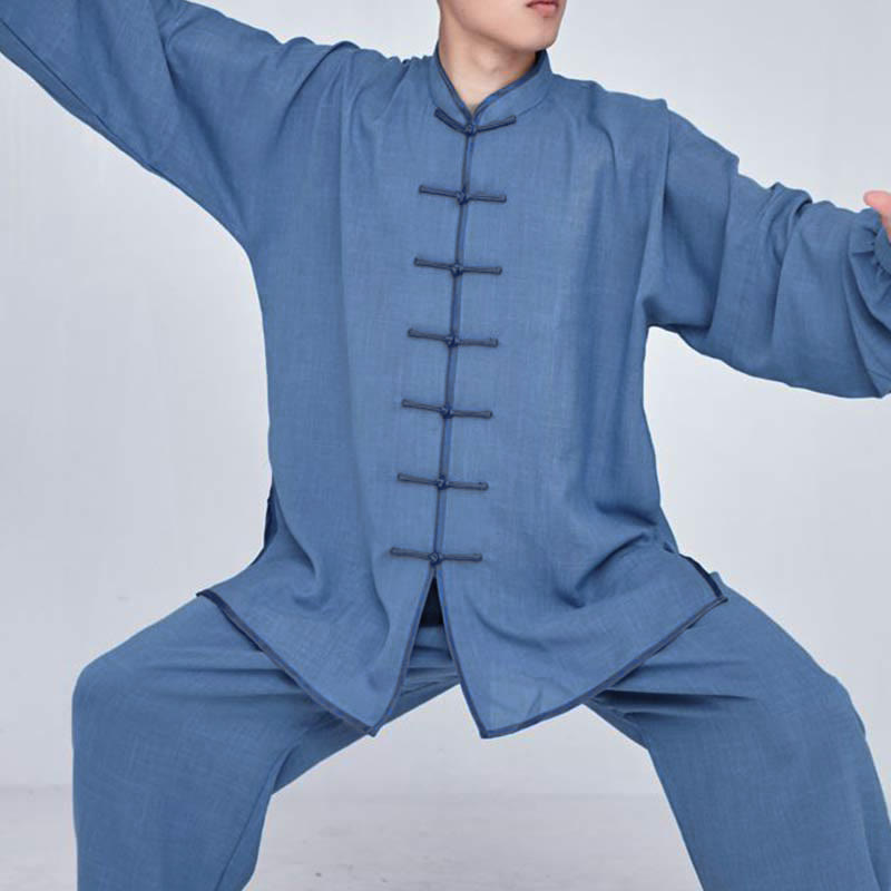 Buddha Stones Meditation Zen Prayer Spiritual Tai Chi Qigong Practice Unisex Embroidery Clothing Set - DeepSkyBlue Long Sleeve - US14,UK/AU18,EU46 (3XL) - image 15