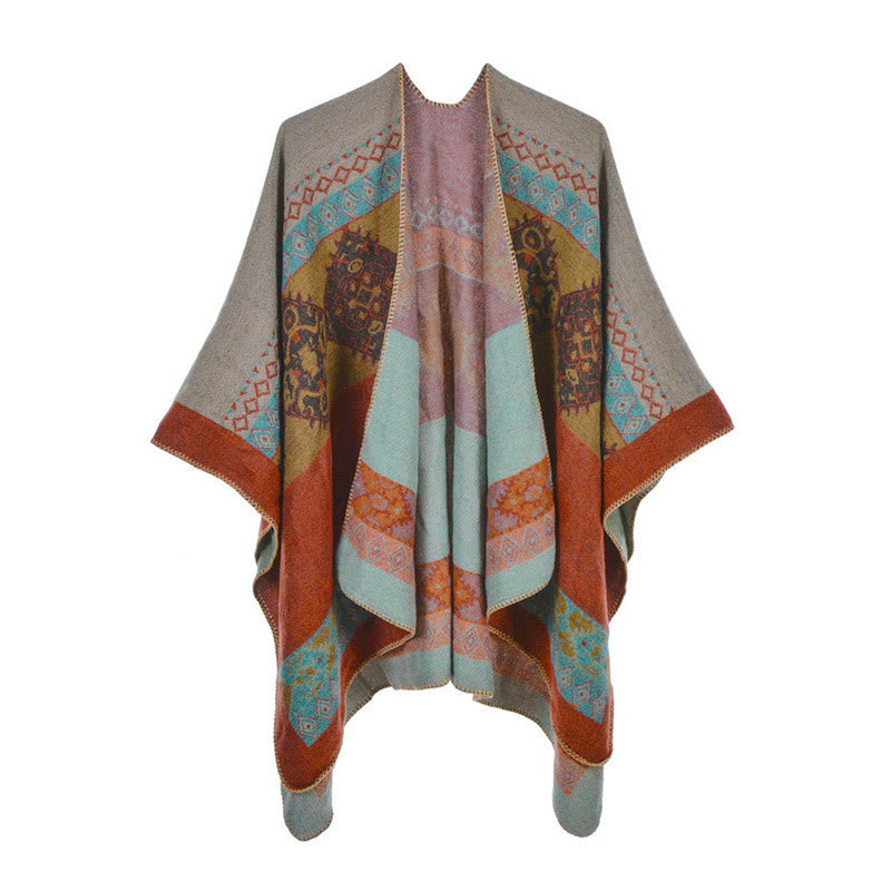 Buddha Stones Tibetan Shawl Diamond Pattern Winter Warm Cloak Scarf - image 16