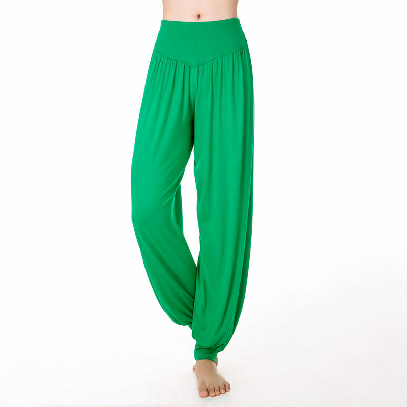 Buddha Stones Plain Color Loose Modal Yoga Dance Harem Pants - MediumSpringGreen - US12,UK/AU16,EU44 (3XL) - image 24
