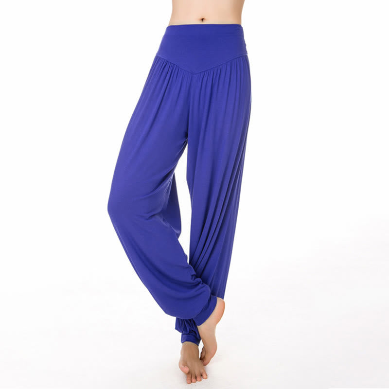 Buddha Stones Plain Color Loose Modal Yoga Dance Harem Pants - RoyalBlue - US12,UK/AU16,EU44 (3XL) - image 26