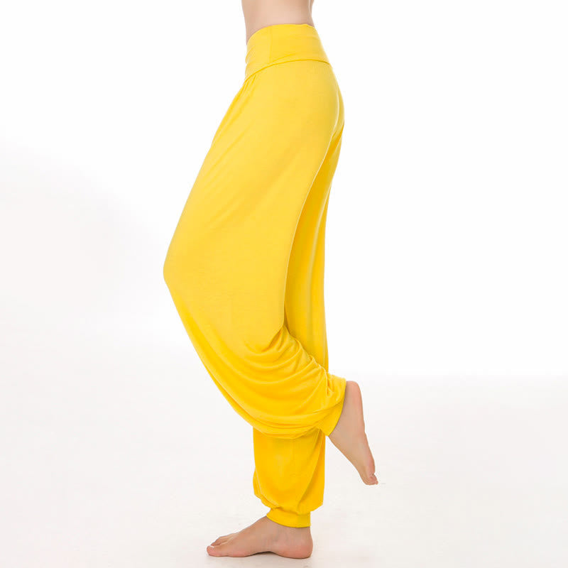 Buddha Stones Plain Color Loose Modal Yoga Dance Harem Pants - Yellow - US12,UK/AU16,EU44 (3XL) - image 27