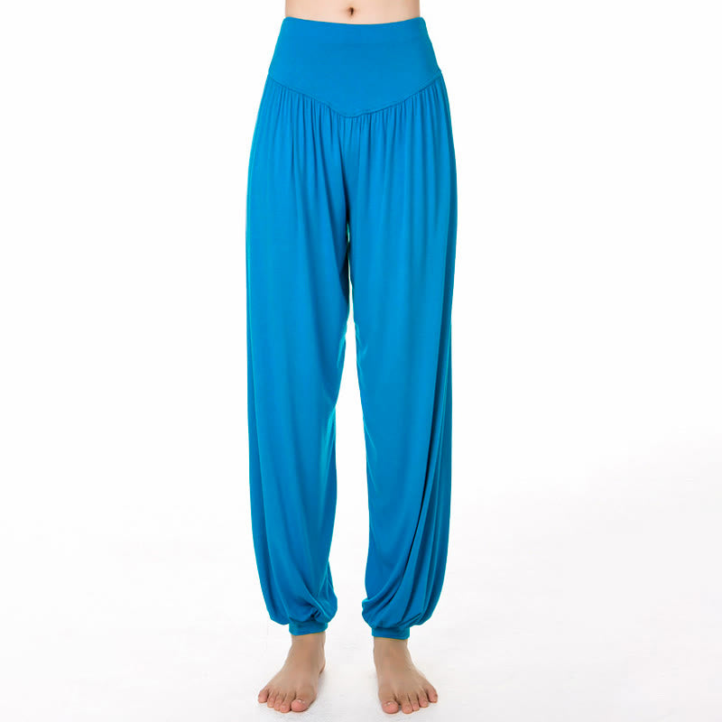 Buddha Stones Plain Color Loose Modal Yoga Dance Harem Pants - DeepSkyBlue - US12,UK/AU16,EU44 (3XL) - image 18