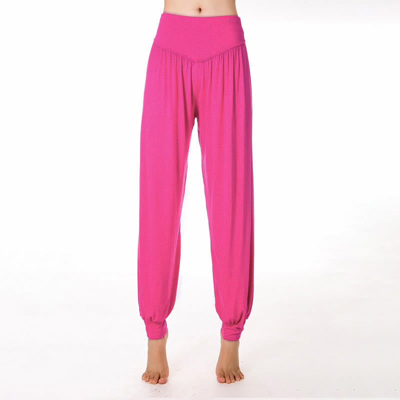 Buddha Stones Plain Color Loose Modal Yoga Dance Harem Pants - HotPink - US12,UK/AU16,EU44 (3XL) - image 22