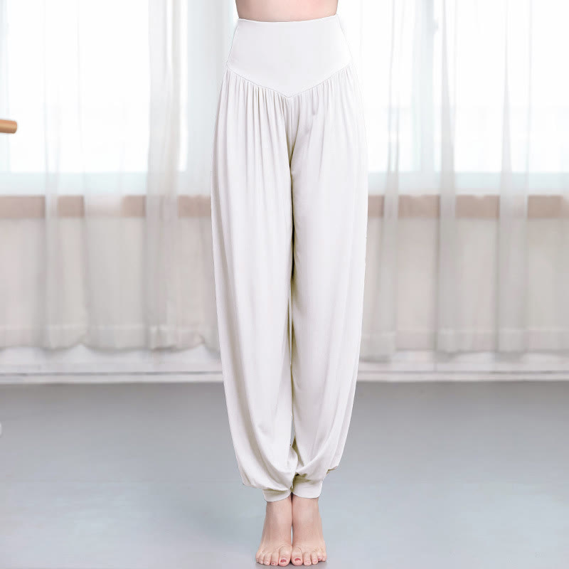 Buddha Stones Plain Color Loose Modal Yoga Dance Harem Pants - White - US12,UK/AU16,EU44 (3XL) - image 16