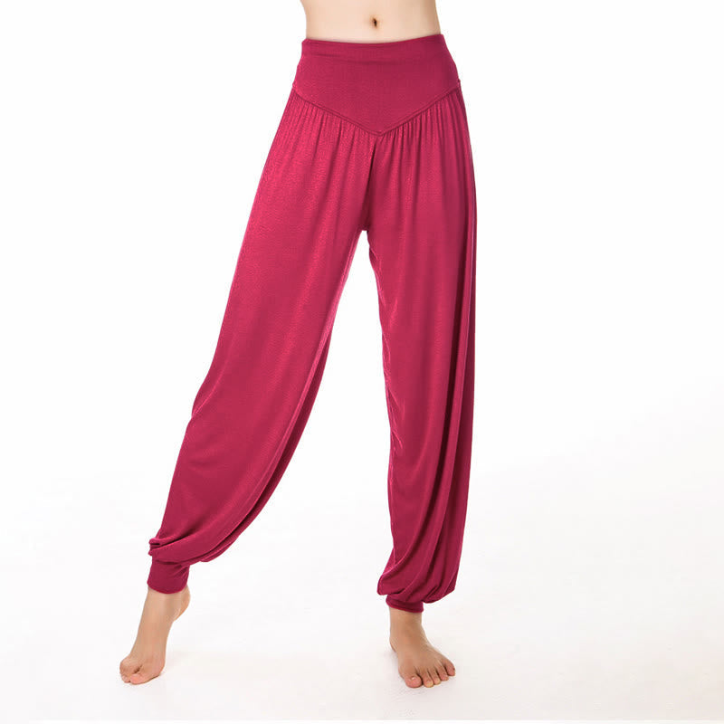 Buddha Stones Plain Color Loose Modal Yoga Dance Harem Pants - Tomato - US12,UK/AU16,EU44 (3XL) - image 21
