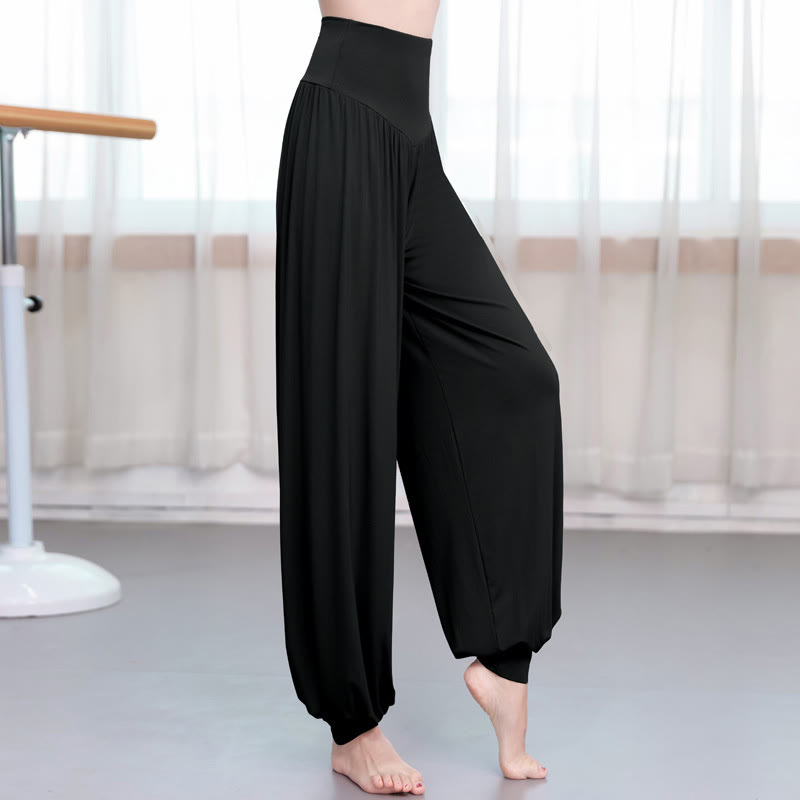 Buddha Stones Plain Color Loose Modal Yoga Dance Harem Pants - Black - US12,UK/AU16,EU44 (3XL) - image 0