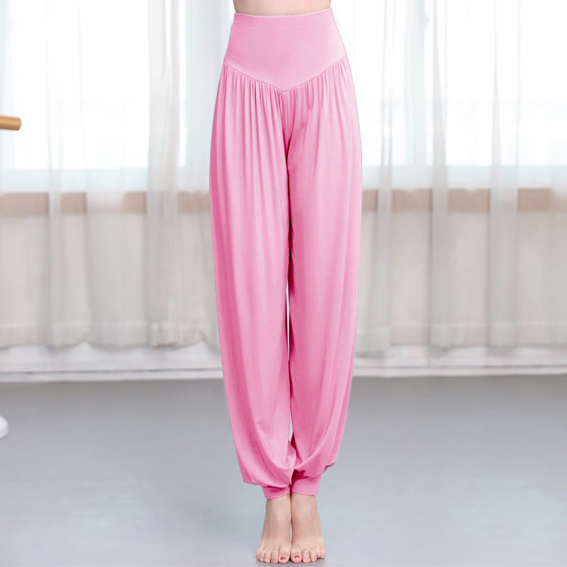 Buddha Stones Plain Color Loose Modal Yoga Dance Harem Pants - LightPink - US12,UK/AU16,EU44 (3XL) - image 9