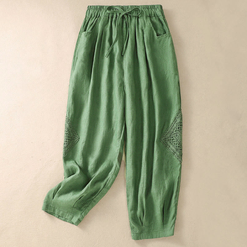 Buddha Stones Summer Women's Drawstring Harem Pants With Pockets - PaleGreen - US8-10,UK/AU12-14,EU40-42 (2XL) - image 6