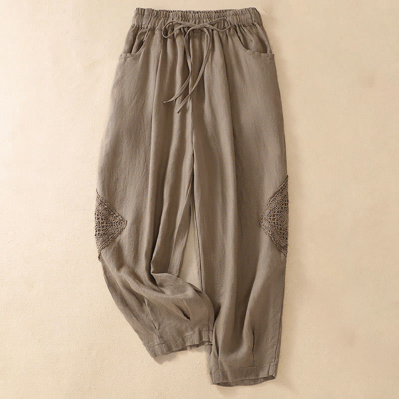 Buddha Stones Summer Women's Drawstring Harem Pants With Pockets - Tan - US8-10,UK/AU12-14,EU40-42 (2XL) - image 0