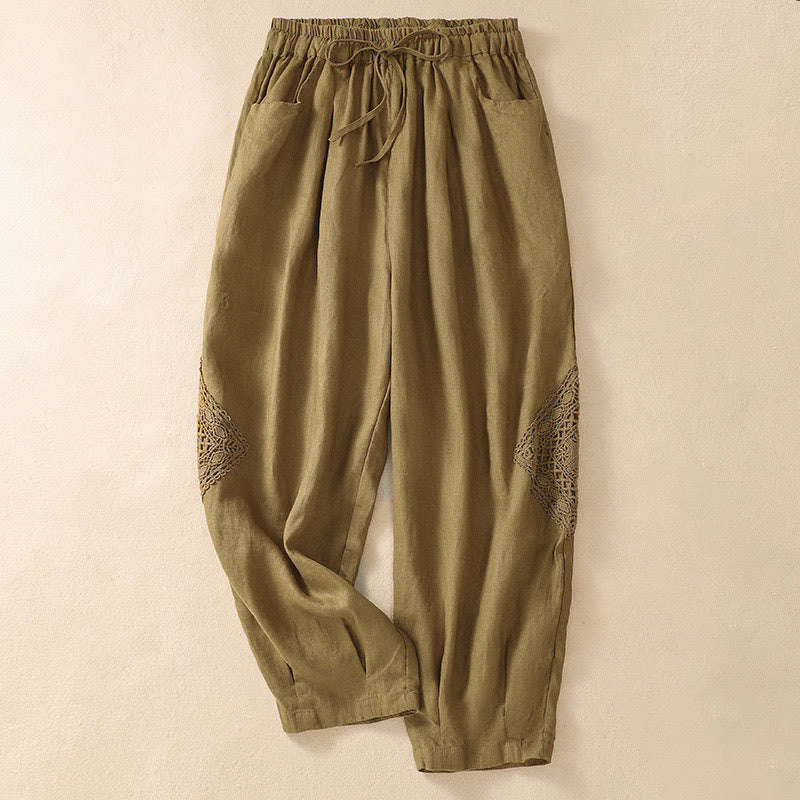 Buddha Stones Summer Women's Drawstring Harem Pants With Pockets - Goldenrod - US8-10,UK/AU12-14,EU40-42 (2XL) - image 15