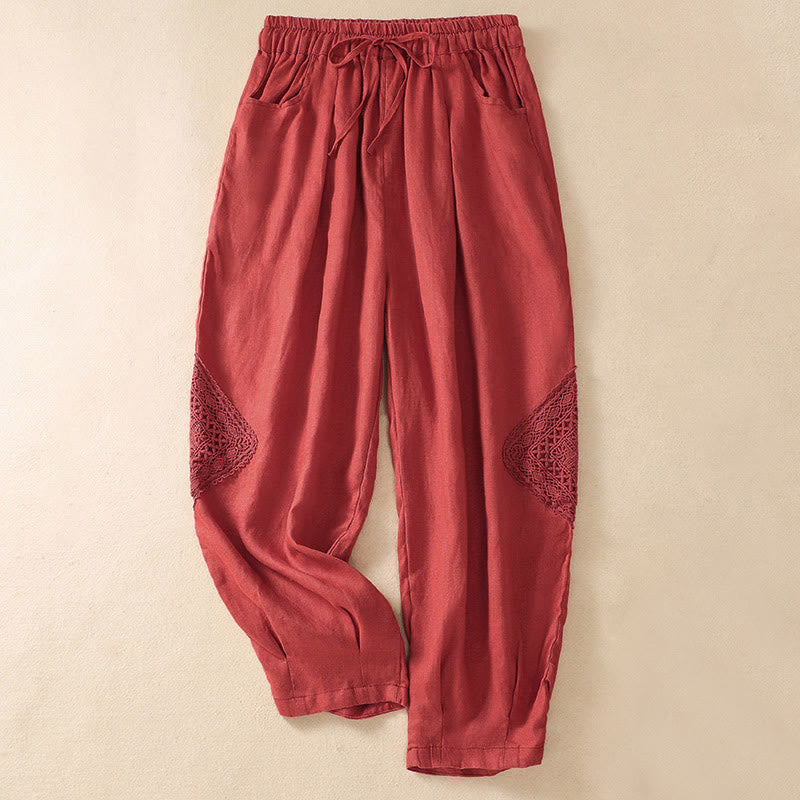 Buddha Stones Summer Women's Drawstring Harem Pants With Pockets - Tomato - US8-10,UK/AU12-14,EU40-42 (2XL) - image 17