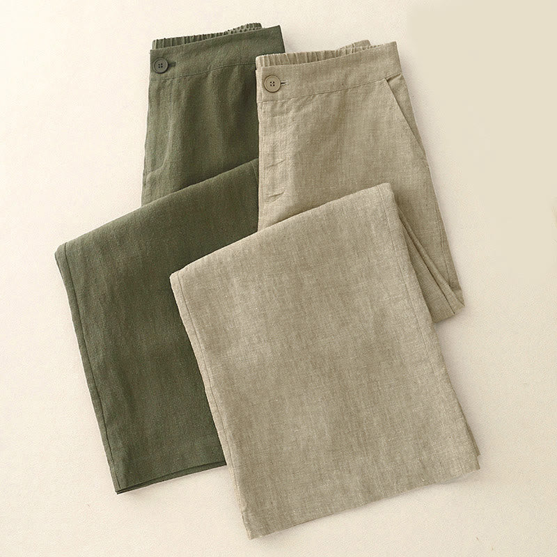 Buddha Stones Casual Plain Women's Elastic Waist Wide Leg Pants With Pockets - image 12