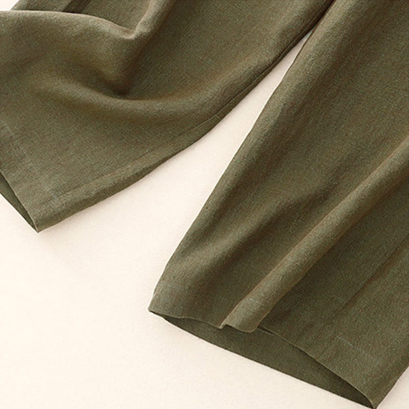 Buddha Stones Casual Plain Women's Elastic Waist Wide Leg Pants With Pockets - image 3