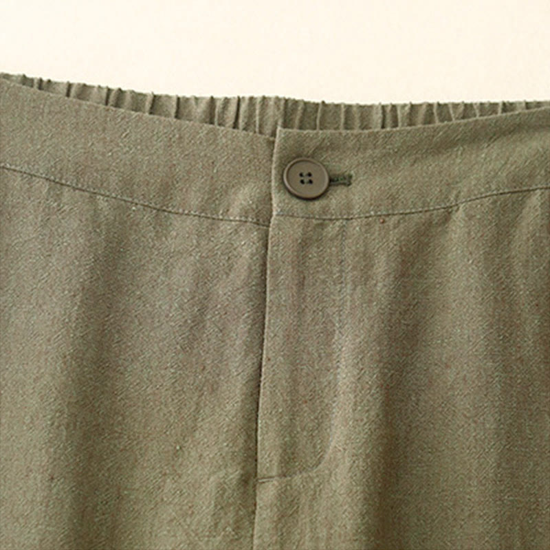 Buddha Stones Casual Plain Women's Elastic Waist Wide Leg Pants With Pockets - image 2