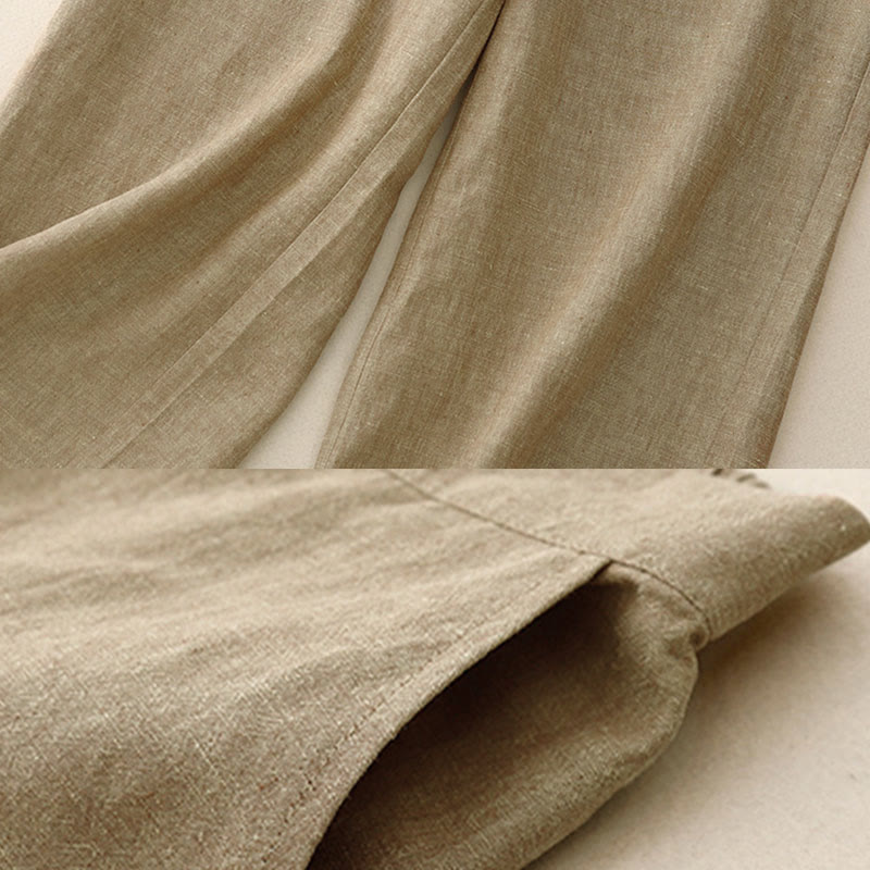 Buddha Stones Casual Plain Women's Elastic Waist Wide Leg Pants With Pockets - image 10