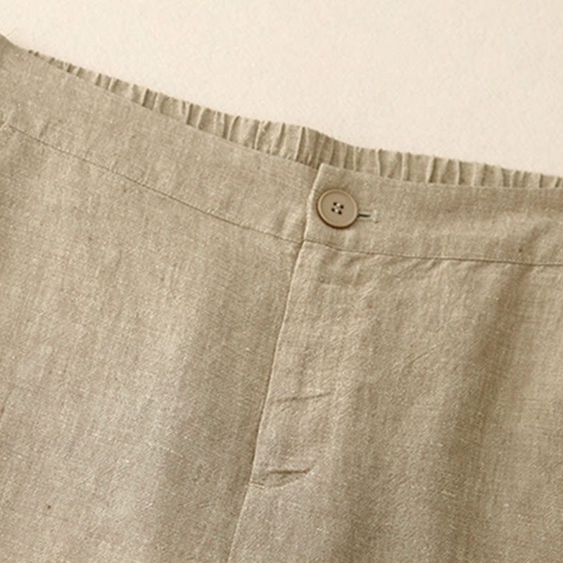 Buddha Stones Casual Plain Women's Elastic Waist Wide Leg Pants With Pockets - image 7