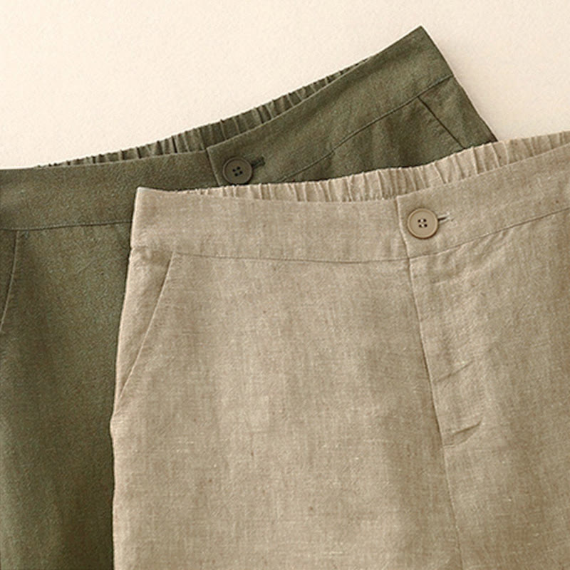 Buddha Stones Casual Plain Women's Elastic Waist Wide Leg Pants With Pockets - image 13