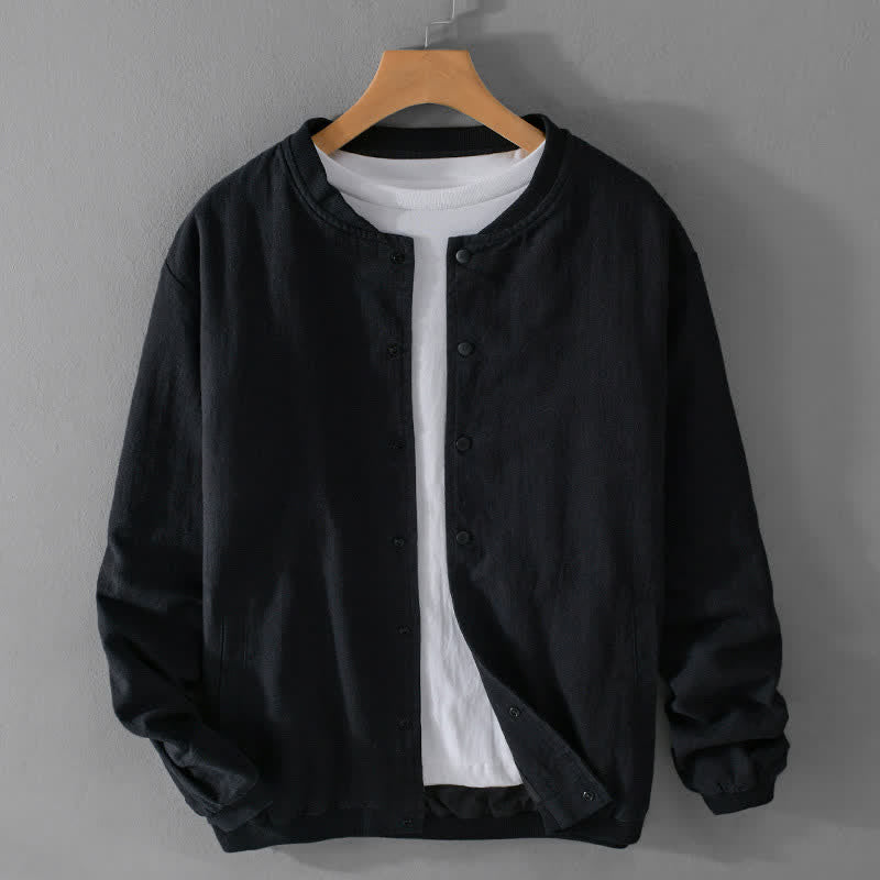 Buddha Stones Spring Casual Minimalist Button-Up Solid Men's Jacket With Pockets - Black - US/UK/AU42,EU52 (3XL) - image 8