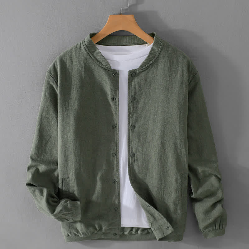 Buddha Stones Spring Casual Minimalist Button-Up Solid Men's Jacket With Pockets - DarkOliveGreen - US/UK/AU42,EU52 (3XL) - image 14