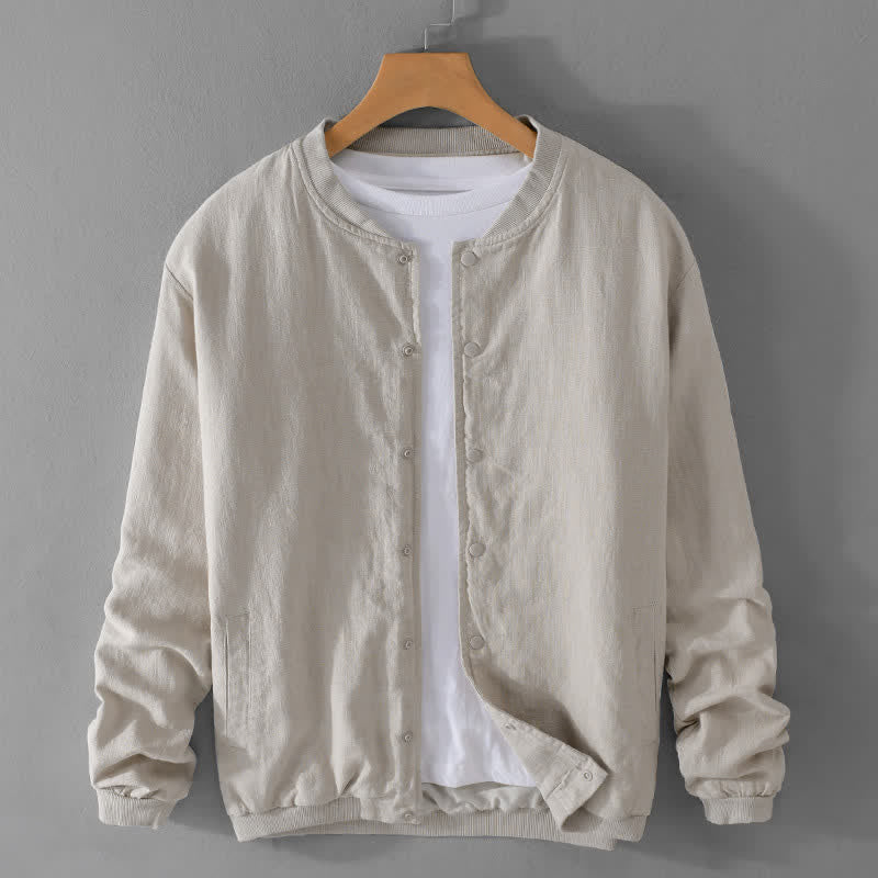 Buddha Stones Spring Casual Minimalist Button-Up Solid Men's Jacket With Pockets - Beige - US/UK/AU42,EU52 (3XL) - image 0