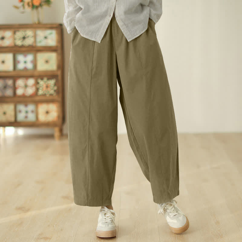 Buddha Stones Simple Lines Design Ankle-Length Women's Harem Pants With Pockets - DarkKhaki - US8-10,UK/AU12-14,EU40-42 (2XL) - image 9